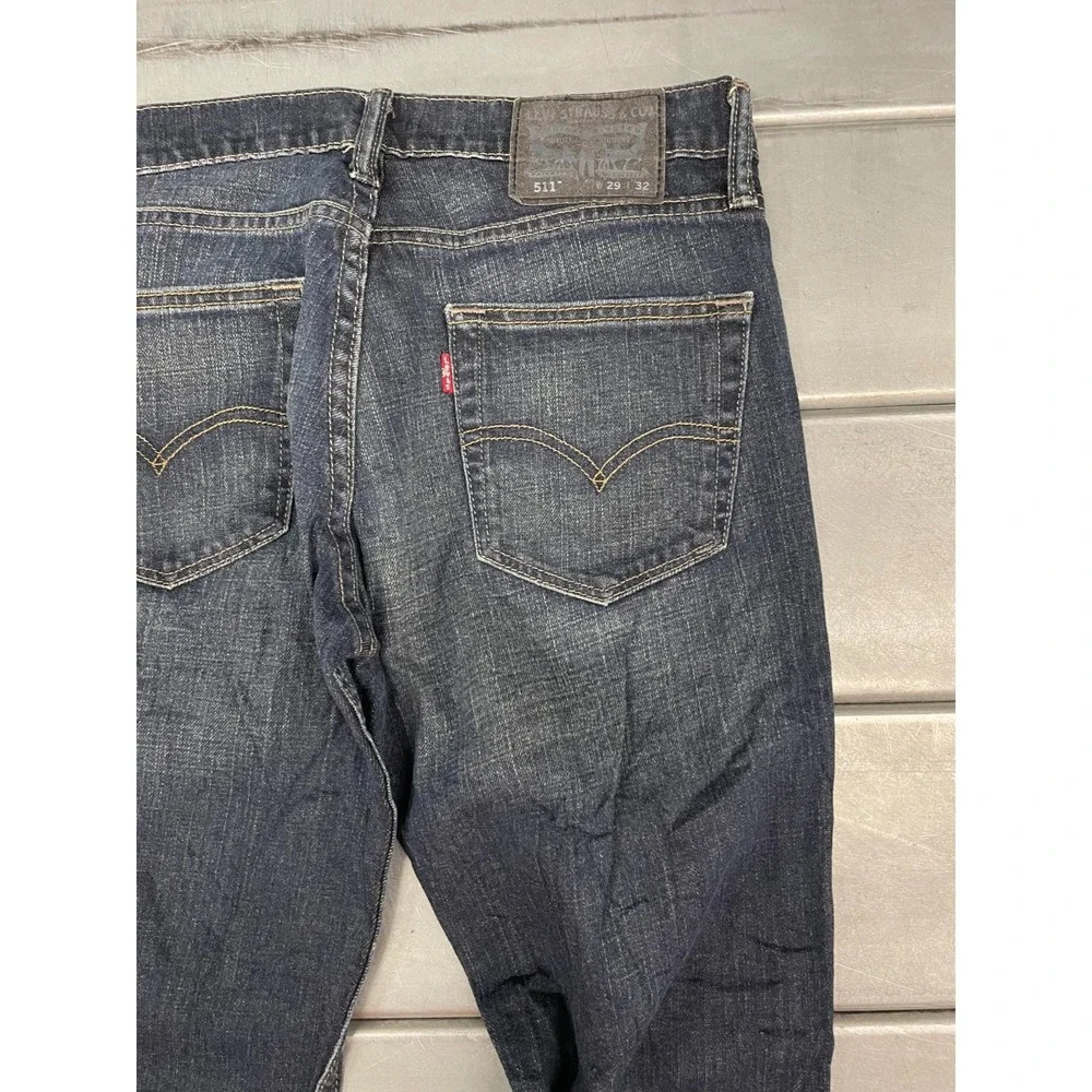 Levis 511 Jeans Mens 29X32 Blue Dark Wash Denim‎ Slim Straight Leg